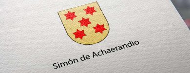 Escudo de Simón de Achaerandio referencia del apellido Echarandio